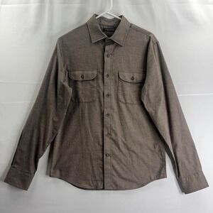 Banana Republic Mens Small Ultra Soft Flannel Untucked Slim Fit Brown Button Up
